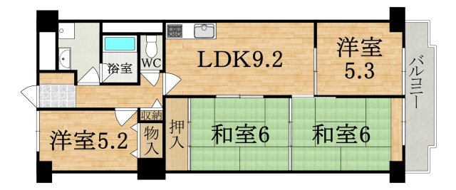 藤和奈良ハイタウン１号棟の間取り