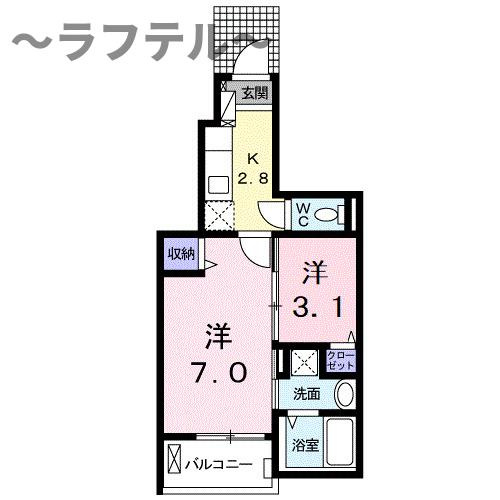 所沢市東狭山ケ丘１丁目のアパートの間取り
