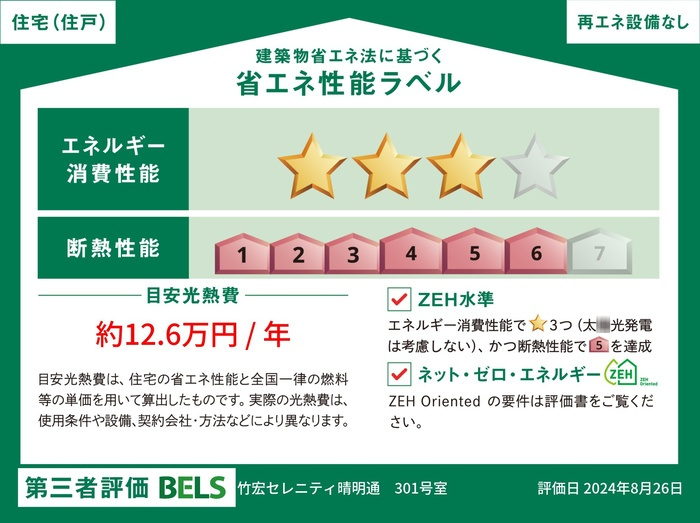 竹宏セレニティ晴明通の省エネ性能ラベル