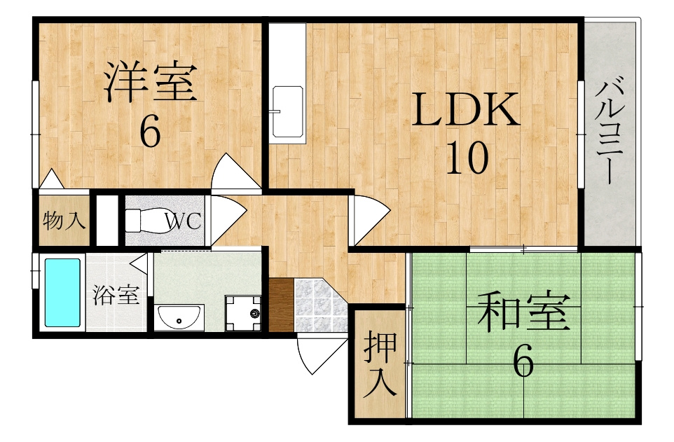 天理市二階堂上ノ庄町のアパートの間取り