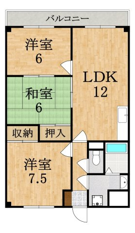 インペリアル東生駒の間取り