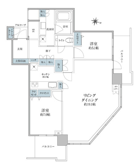 ライオンズタワー月島の間取り