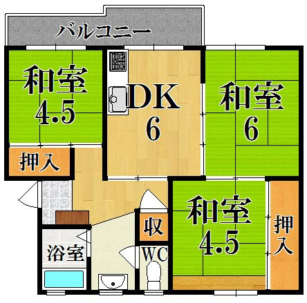 西大寺住宅２号棟の間取り