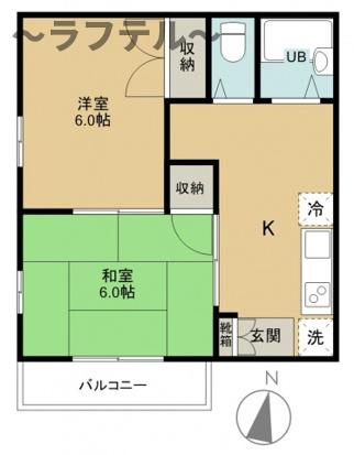 所沢市若狭１丁目のアパートの間取り