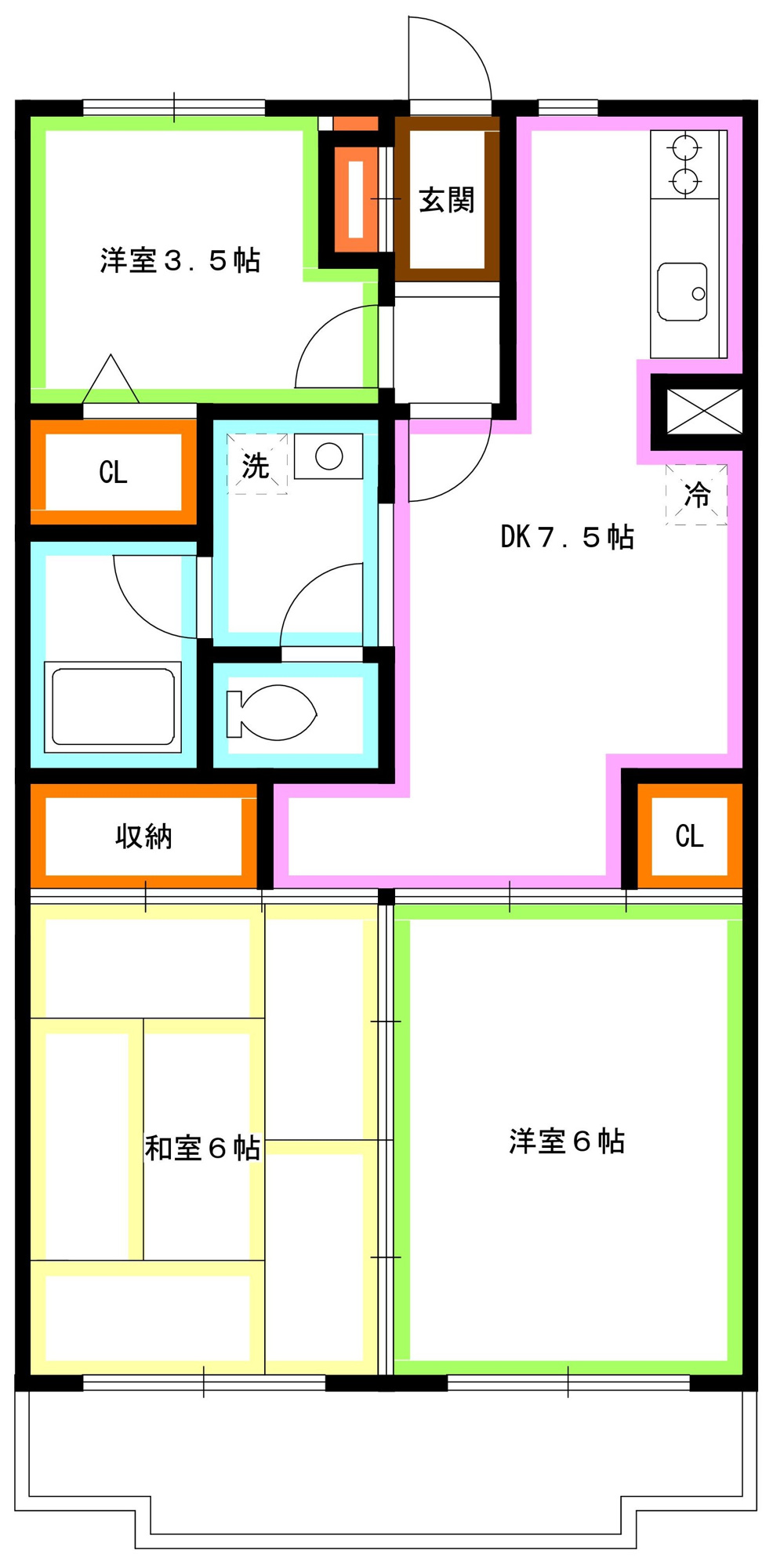 三鷹市北野２丁目の賃貸マンションの間取り