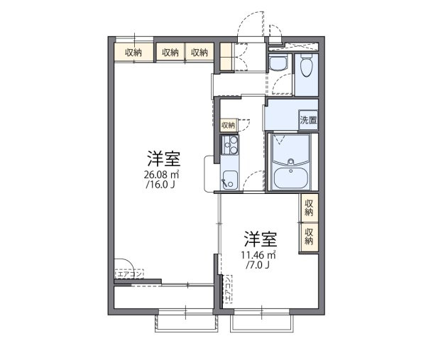 レオパレスヴィラージュＥの間取り|代表的な間取のため実際の間取とは異なる場合があります