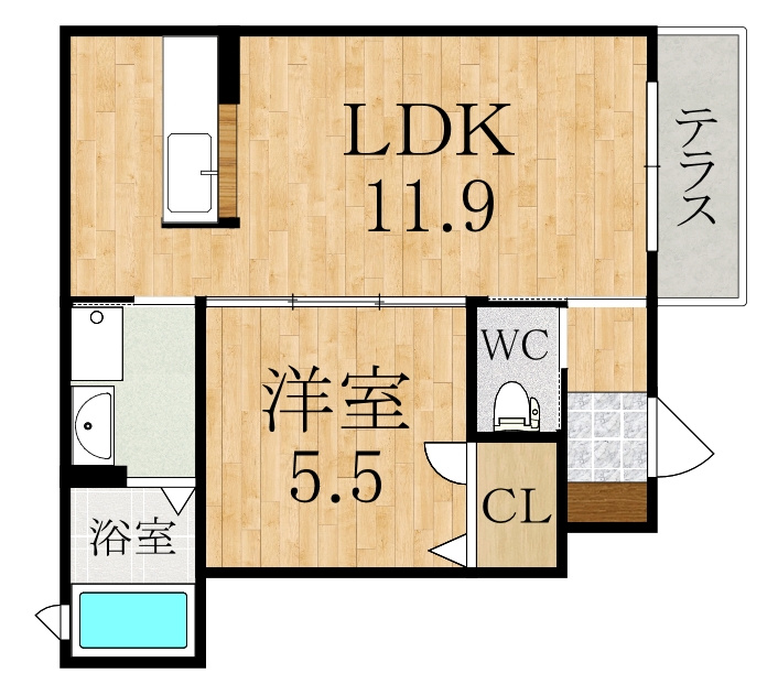 天理市前栽町のアパートの間取り