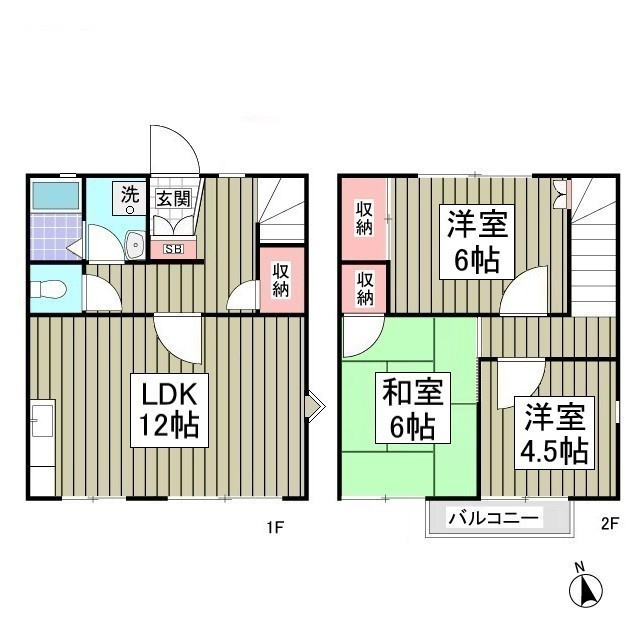 小手指タウンハウスAの間取り