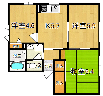 コスモス結崎　Ａの間取り