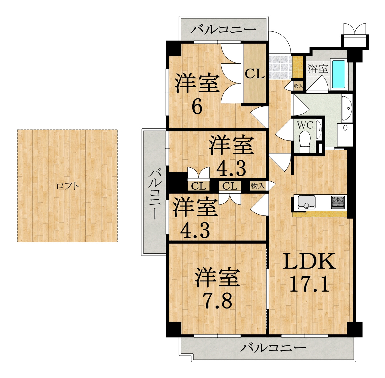 東急ドエル・アルス大和八木　の間取り