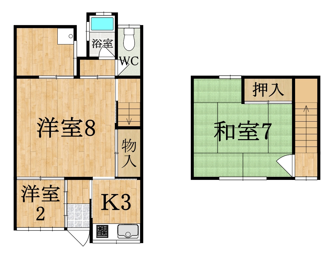 北袋町貸家の間取り