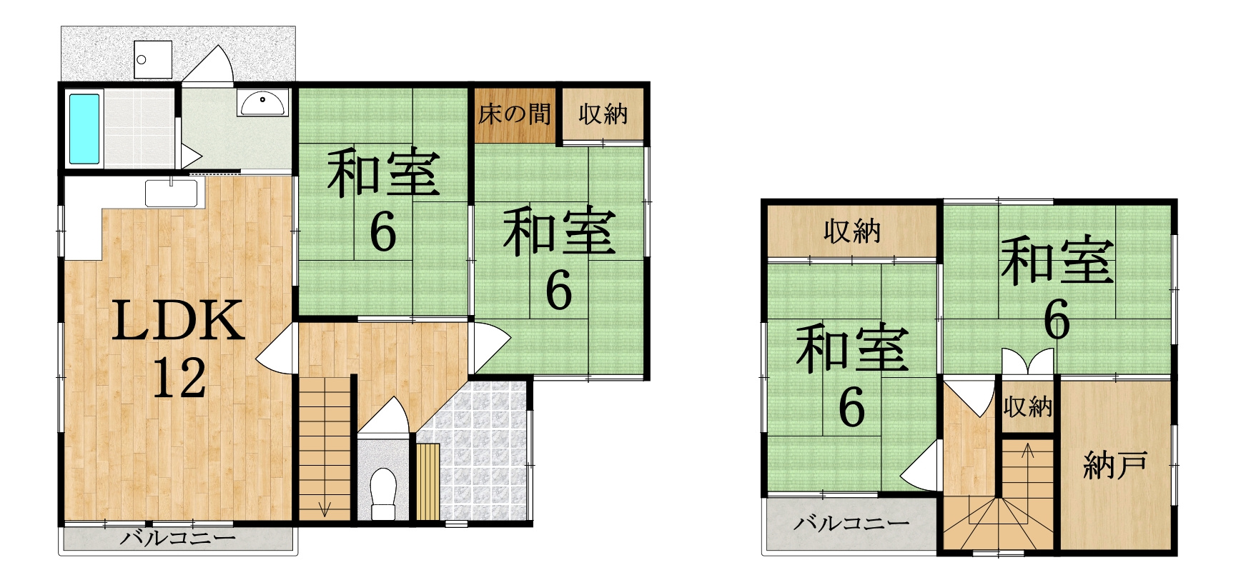 香芝市磯壁３丁目の一戸建ての間取り