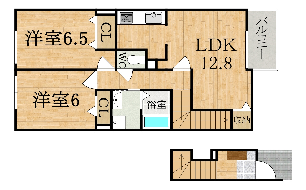 橿原市新口町のアパートの間取り