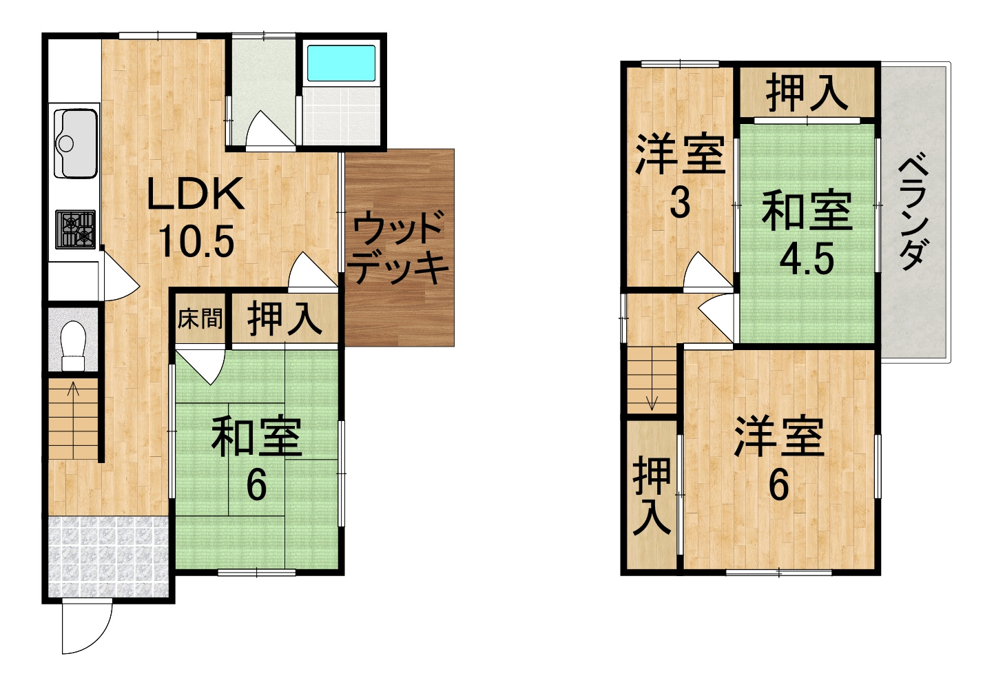 六条西３丁目貸家の間取り