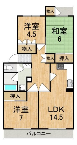 奈良三条町住宅2号棟の間取り