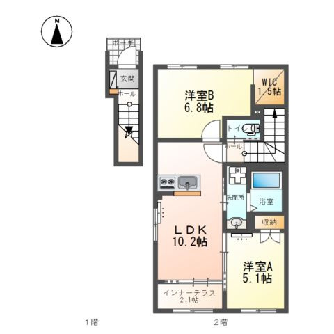 （仮称）葛城市南道穂新築アパートの間取り