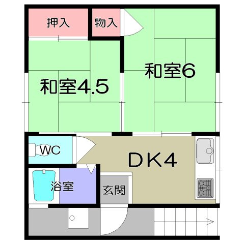若草荘Ｂ棟の間取り