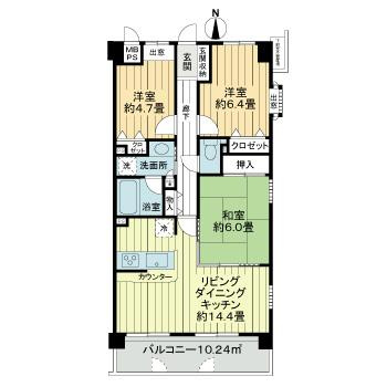 ライオンズマンション奈良やすらぎの道の間取り