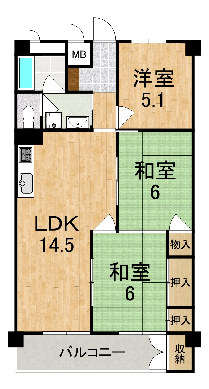 コーポ秋篠の間取り