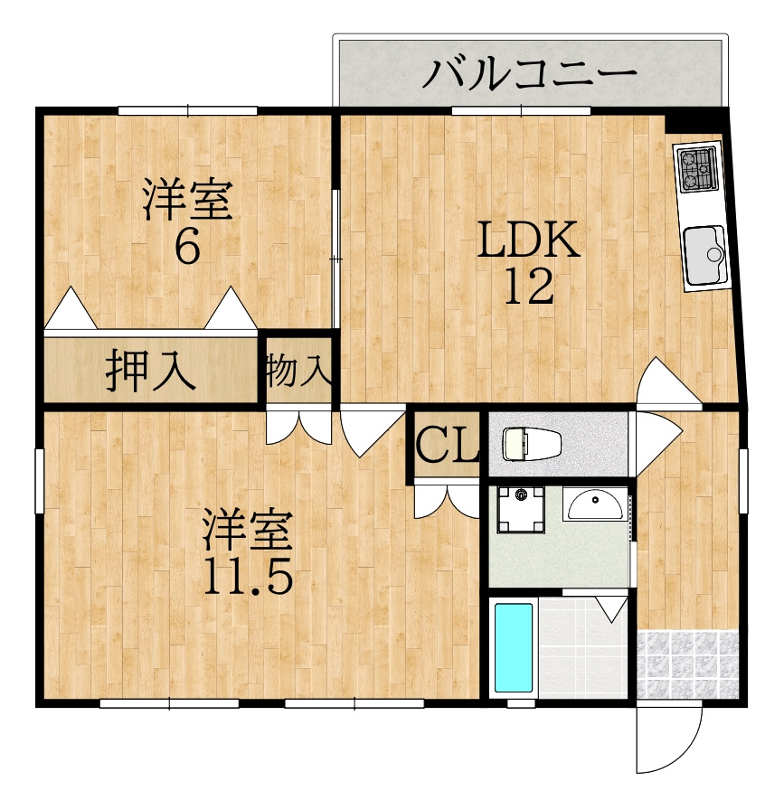 英和コーポNo,5の間取り