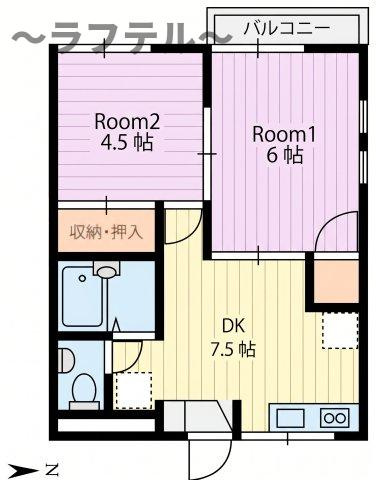 所沢市南住吉のアパートの間取り