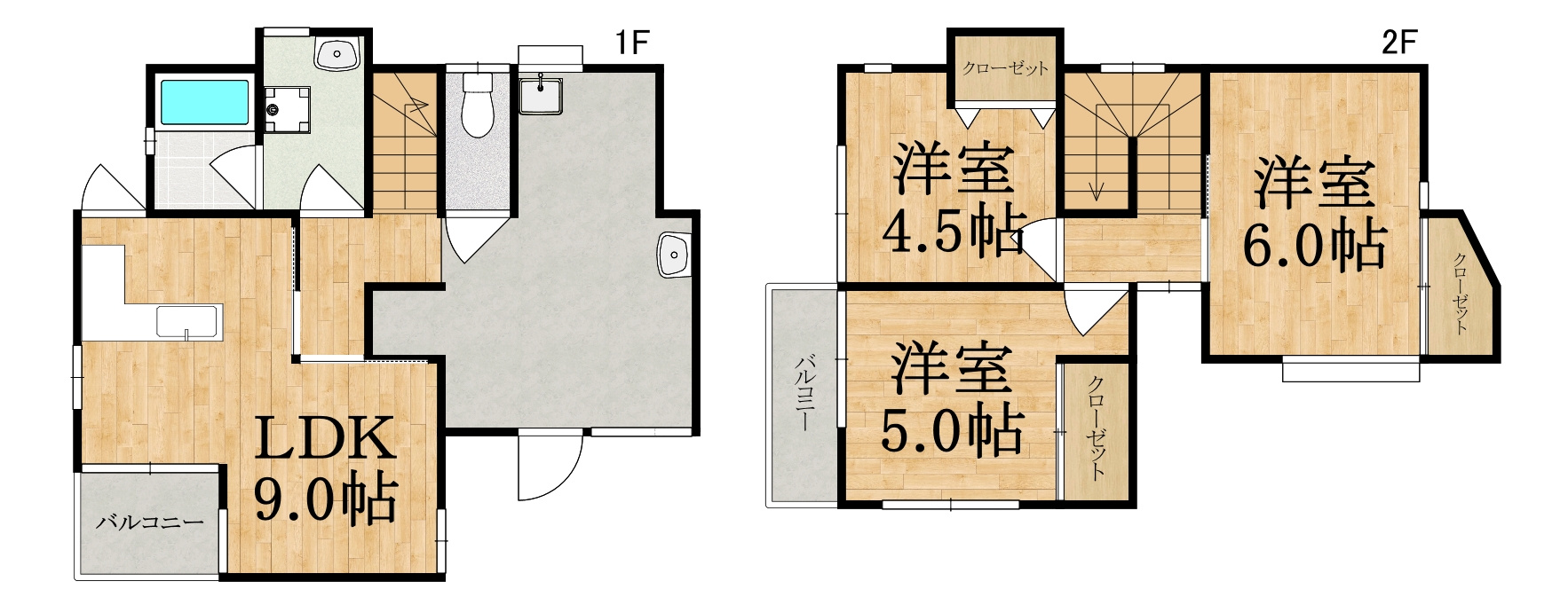 北葛城郡上牧町米山台1丁目貸家の間取り