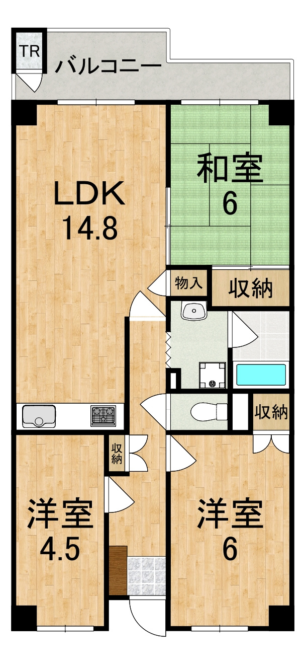 東急ドエル奈良パークビレッジ６号棟の間取り