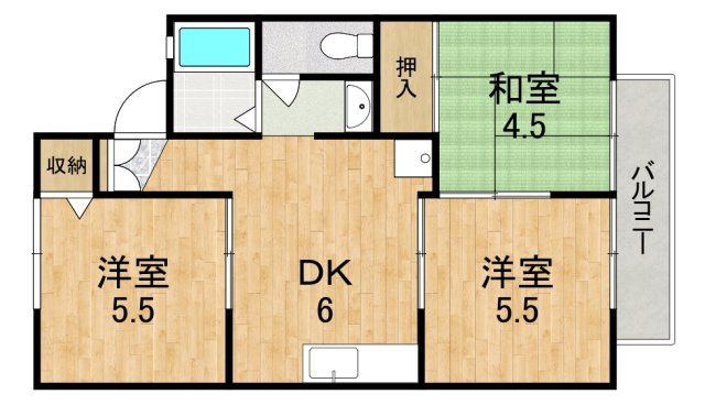 セジュール高の原Ｆの間取り|３DKは部屋数が多いので、ファミリーさんにおすすめです♪