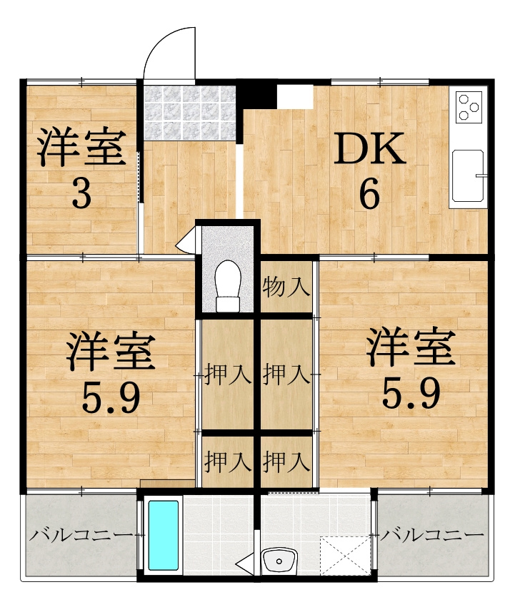 ビレッジハウス見瀬2号棟の間取り