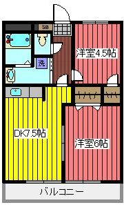 川口市南鳩ヶ谷４丁目の賃貸マンションの間取り