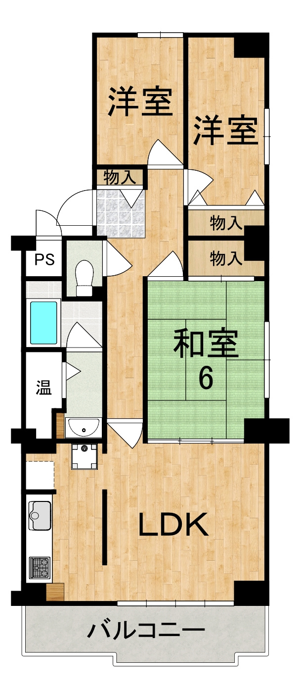 西大寺サンハイツ１号棟の間取り