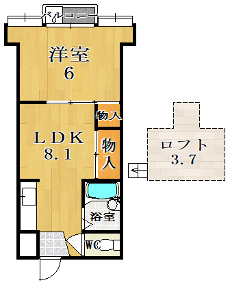 奈良市法華寺町の賃貸マンションの間取り