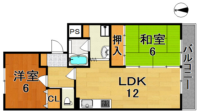 天理市田井庄町の賃貸マンションの間取り