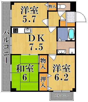 相楽郡精華町光台６丁目のアパートの間取り