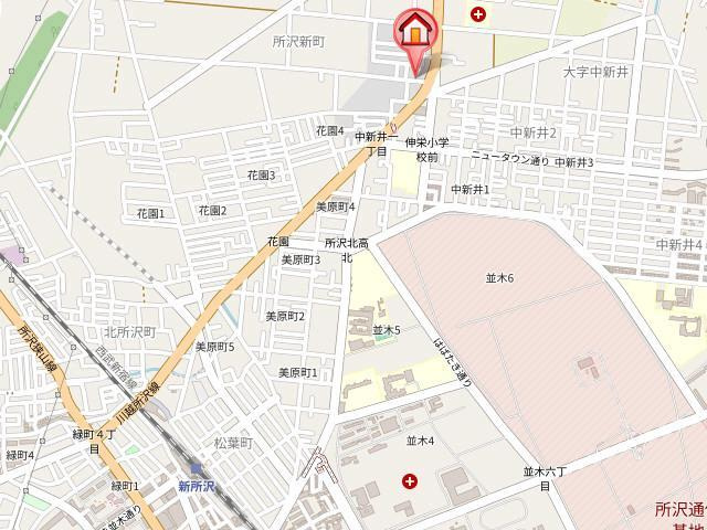 所沢市所沢新町 戸建貸家の地図