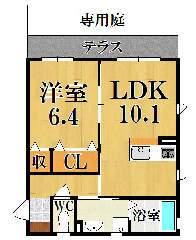 奈良市中山町のアパートの間取り