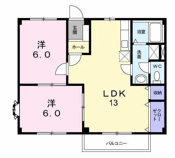 橿原市新口町のアパートの間取り