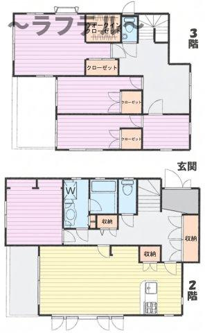 ⼩⼿指町３丁⽬貸家の間取り