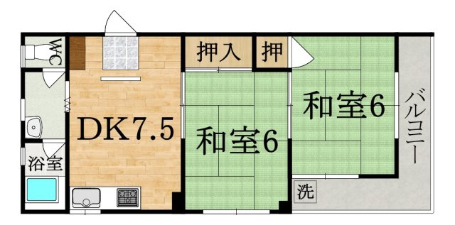 メゾンドフルール生駒壱番館の間取り