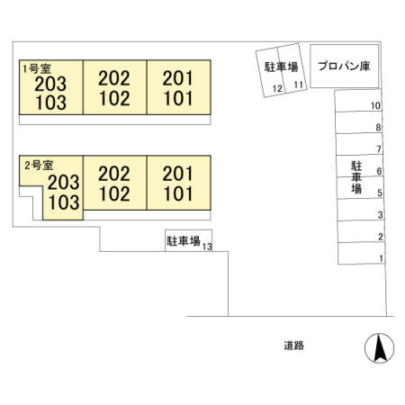 コーワコーポ2号館の区画図