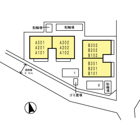 スクエアプレイス天王寺東　Ａ棟の区画図