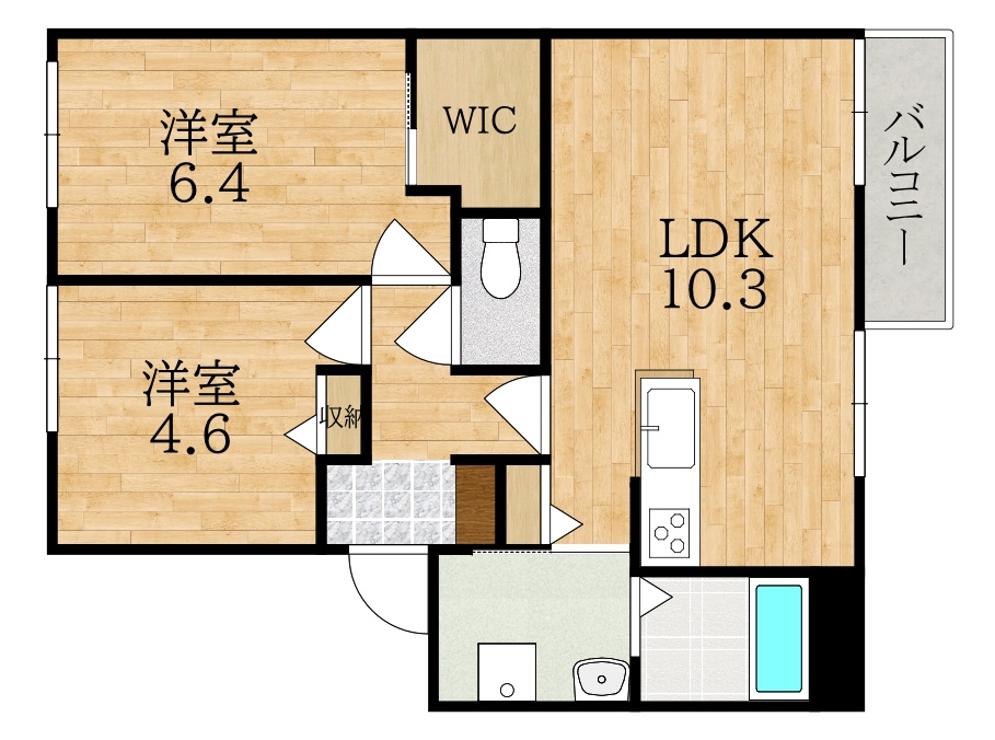 奈良市六条西１丁目のアパートの間取り