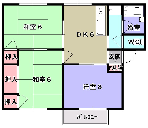 ハイツ斑鳩　興留の間取り