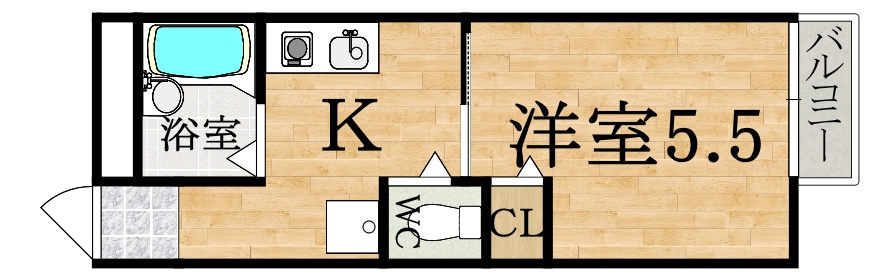 奈良市高畑町のアパートの間取り