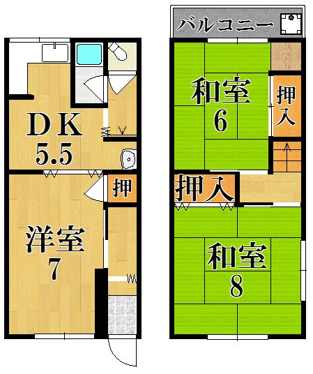 北葛城郡上牧町米山台３丁目のテラスの間取り