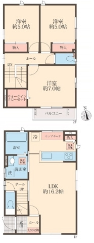 所沢市所沢新町 戸建貸家Bの間取り