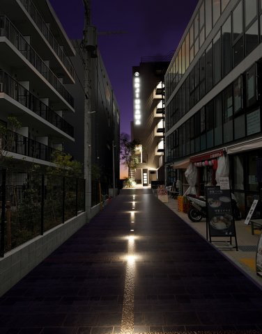 ＲＯＪＩ　ＵＲＡＷＡの外観パース|★浦和駅西口・路地裏の好立地！インターロッキング舗装＆夜間も路面下のＬＥＤ照明が照らします。★