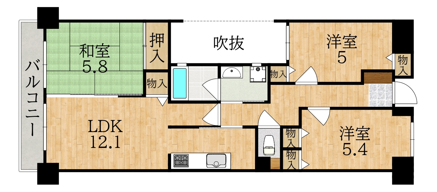 ライオンズマンション学園前第2の間取り