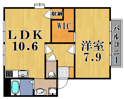 メルベーユ朱雀Ｂの間取り