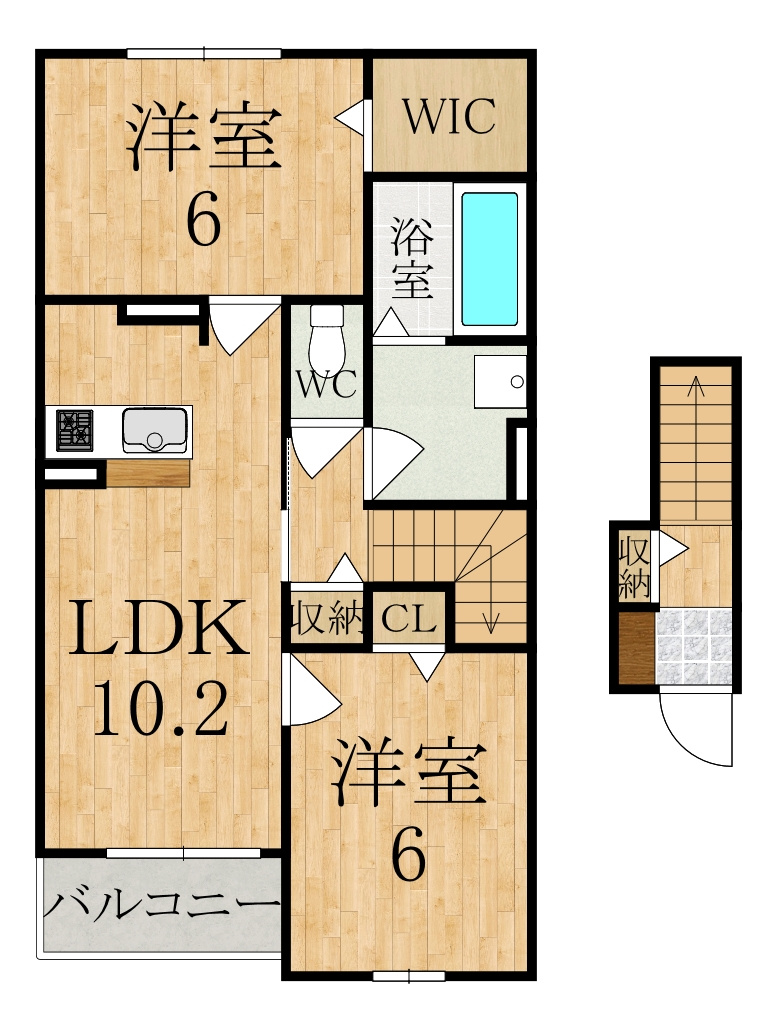 橿原市東坊城町のアパートの間取り